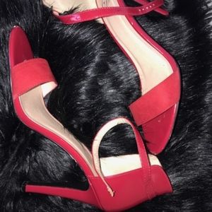 Patent Red Strappy Sandal Heel